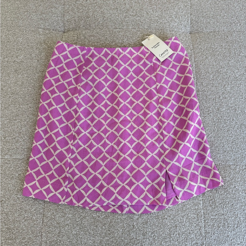 NWT Mango Pink Geometric Print Mini Skirt – Size XS